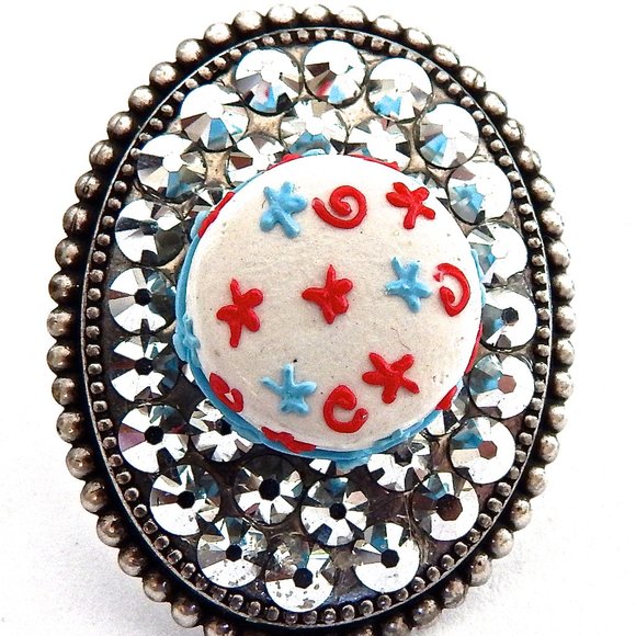 STAR CAKE SILVER SWAROVSKI STONE RING
